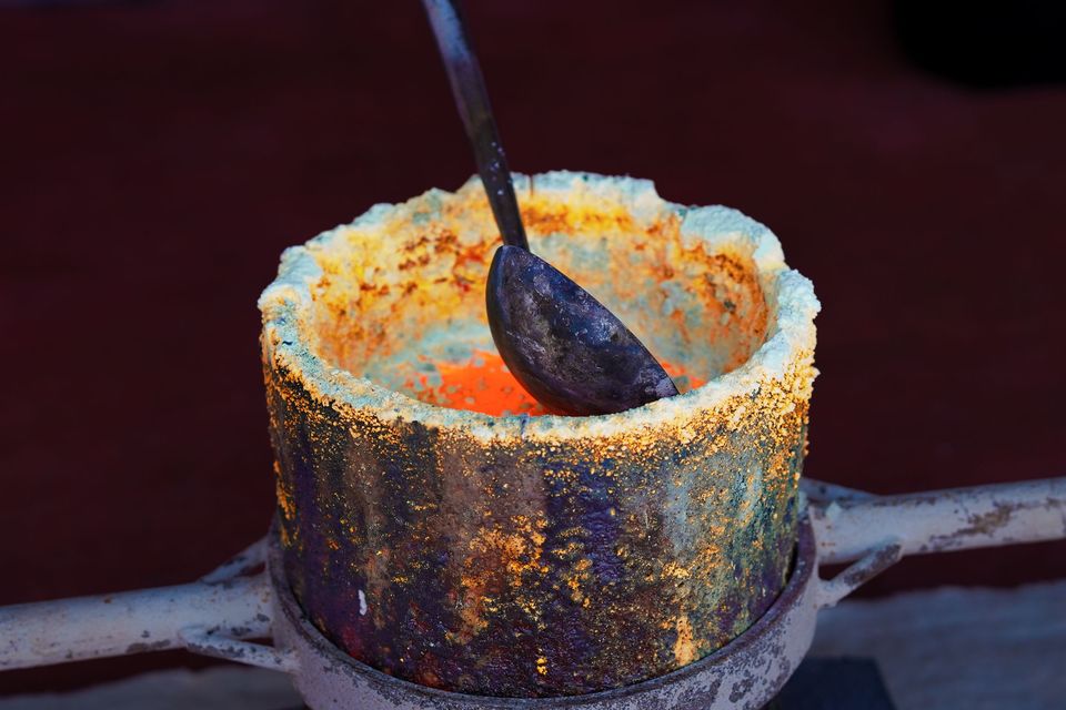 Molten gold in a crucible